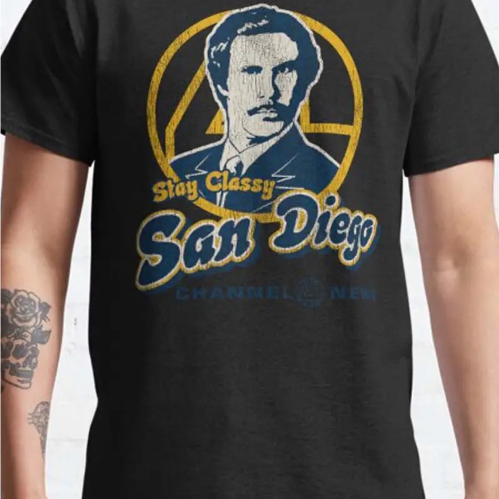 Black Short Sleeve Tee with Vintage San Diego Graphic